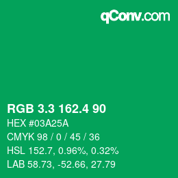 カラーコード: RGB 3.3 162.4 90 | qconv.com