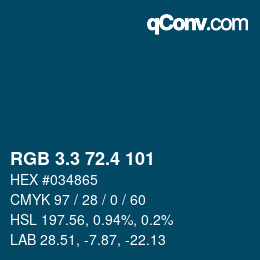 カラーコード: RGB 3.3 72.4 101 | qconv.com