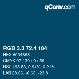 カラーコード: RGB 3.3 72.4 104 | qconv.com
