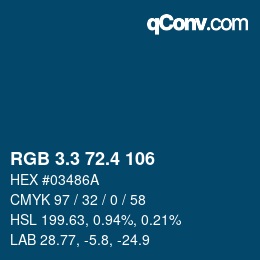 カラーコード: RGB 3.3 72.4 106 | qconv.com