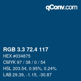 カラーコード: RGB 3.3 72.4 117 | qconv.com