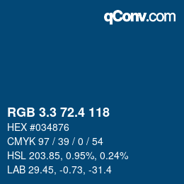 カラーコード: RGB 3.3 72.4 118 | qconv.com