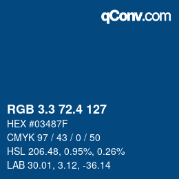 カラーコード: RGB 3.3 72.4 127 | qconv.com