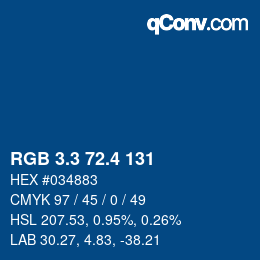 カラーコード: RGB 3.3 72.4 131 | qconv.com