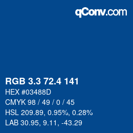 カラーコード: RGB 3.3 72.4 141 | qconv.com