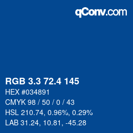 カラーコード: RGB 3.3 72.4 145 | qconv.com