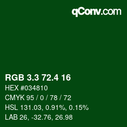カラーコード: RGB 3.3 72.4 16 | qconv.com