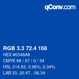 カラーコード: RGB 3.3 72.4 168 | qconv.com