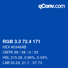 カラーコード: RGB 3.3 72.4 171 | qconv.com