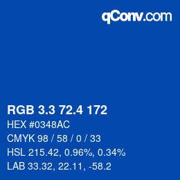 カラーコード: RGB 3.3 72.4 172 | qconv.com