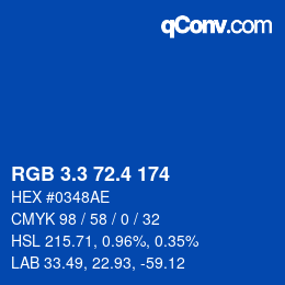 カラーコード: RGB 3.3 72.4 174 | qconv.com