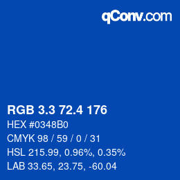 カラーコード: RGB 3.3 72.4 176 | qconv.com