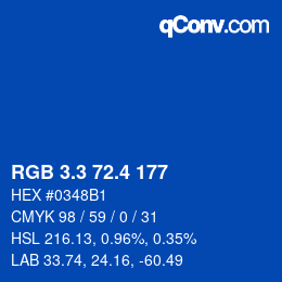 カラーコード: RGB 3.3 72.4 177 | qconv.com