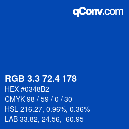 カラーコード: RGB 3.3 72.4 178 | qconv.com