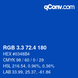 カラーコード: RGB 3.3 72.4 180 | qconv.com