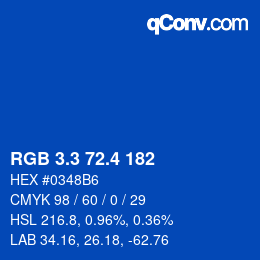 カラーコード: RGB 3.3 72.4 182 | qconv.com