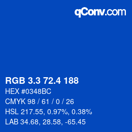 カラーコード: RGB 3.3 72.4 188 | qconv.com