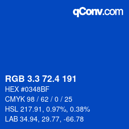 カラーコード: RGB 3.3 72.4 191 | qconv.com