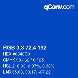 カラーコード: RGB 3.3 72.4 192 | qconv.com