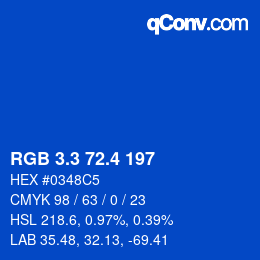 カラーコード: RGB 3.3 72.4 197 | qconv.com