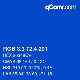 カラーコード: RGB 3.3 72.4 201 | qconv.com