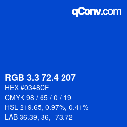 カラーコード: RGB 3.3 72.4 207 | qconv.com
