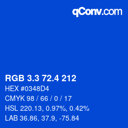 カラーコード: RGB 3.3 72.4 212 | qconv.com