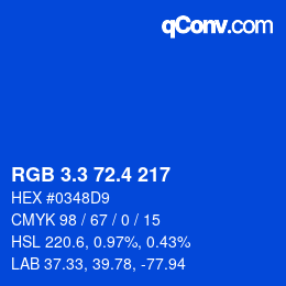 カラーコード: RGB 3.3 72.4 217 | qconv.com