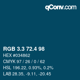 カラーコード: RGB 3.3 72.4 98 | qconv.com