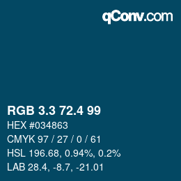 カラーコード: RGB 3.3 72.4 99 | qconv.com