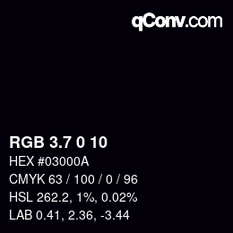 カラーコード: RGB 3.7 0 10 | qconv.com
