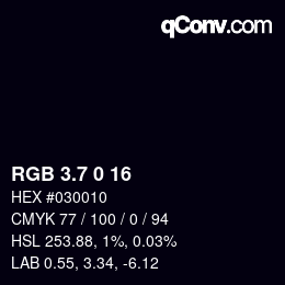 カラーコード: RGB 3.7 0 16 | qconv.com