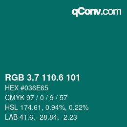 カラーコード: RGB 3.7 110.6 101 | qconv.com