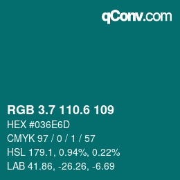 カラーコード: RGB 3.7 110.6 109 | qconv.com