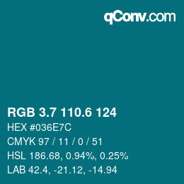 カラーコード: RGB 3.7 110.6 124 | qconv.com