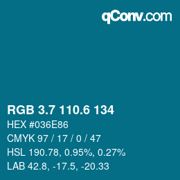 カラーコード: RGB 3.7 110.6 134 | qconv.com