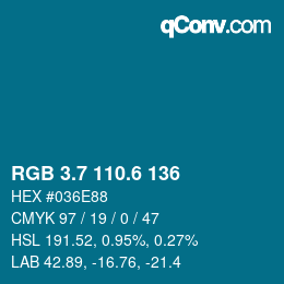 カラーコード: RGB 3.7 110.6 136 | qconv.com