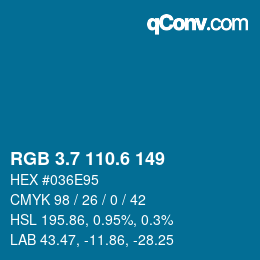 カラーコード: RGB 3.7 110.6 149 | qconv.com