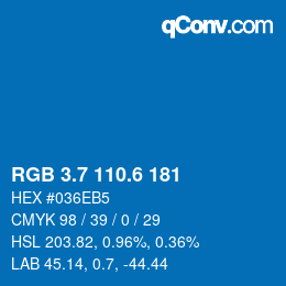 カラーコード: RGB 3.7 110.6 181 | qconv.com