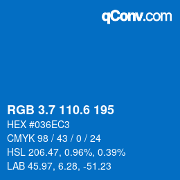 カラーコード: RGB 3.7 110.6 195 | qconv.com