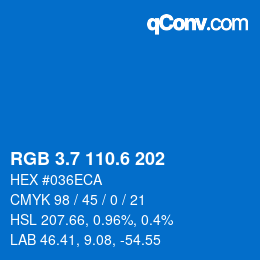 カラーコード: RGB 3.7 110.6 202 | qconv.com