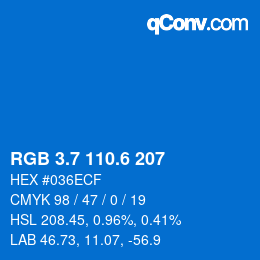 カラーコード: RGB 3.7 110.6 207 | qconv.com