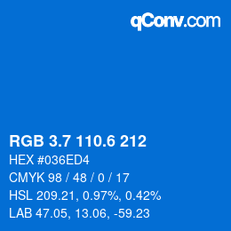 カラーコード: RGB 3.7 110.6 212 | qconv.com
