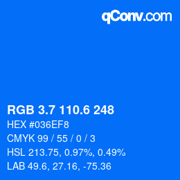 カラーコード: RGB 3.7 110.6 248 | qconv.com