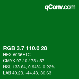 カラーコード: RGB 3.7 110.6 28 | qconv.com