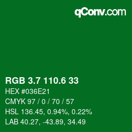 カラーコード: RGB 3.7 110.6 33 | qconv.com