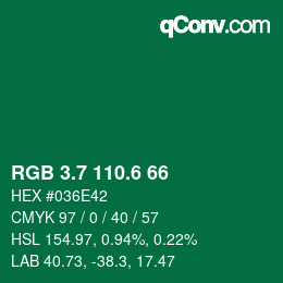 カラーコード: RGB 3.7 110.6 66 | qconv.com