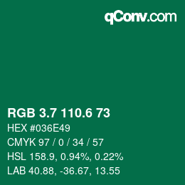 カラーコード: RGB 3.7 110.6 73 | qconv.com