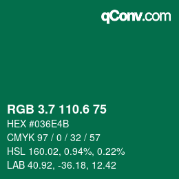 カラーコード: RGB 3.7 110.6 75 | qconv.com