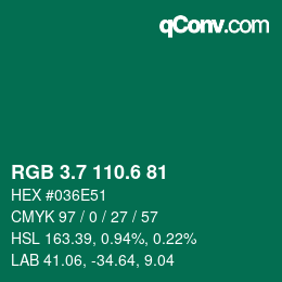 カラーコード: RGB 3.7 110.6 81 | qconv.com